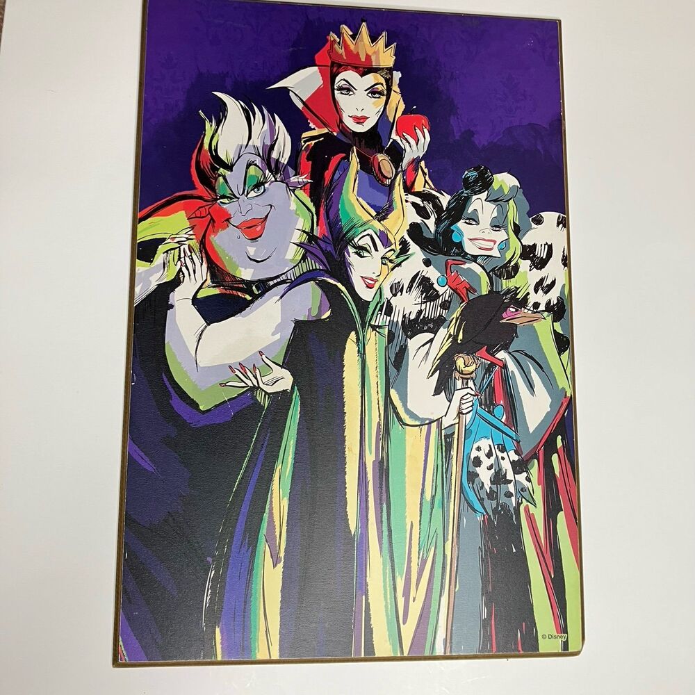 Disney Female Villains Painting Wall Picture 13x19 Silver Buffalo Rare Ursula